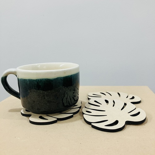 Laser Cut Monstera Leaf Shape Blank Coaster (Set of 4), 4mm MDF Thickness, Perfect for Craft and Home Decor_101